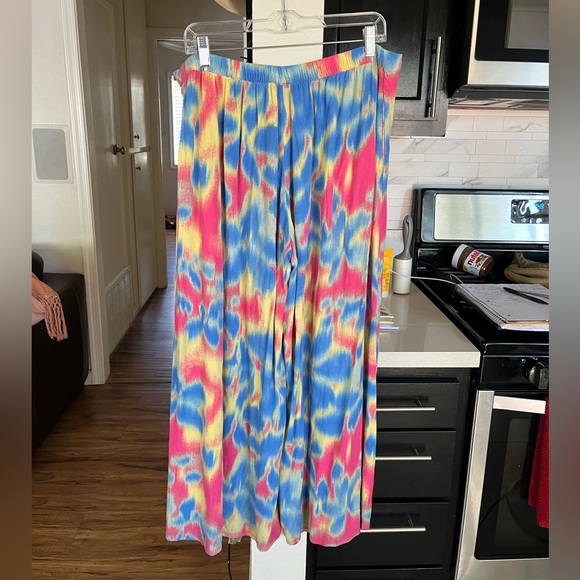 Free People Flowy Pants Medium Pleated Wide Leg W34” Boho Hippie Groovy - Picture 3 of 8